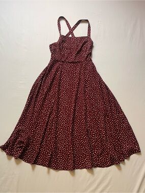 Kimchi Blue Burgundy Polka Dot Midi Dress